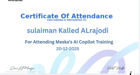Certificate of Attendance – AI Copilot Training