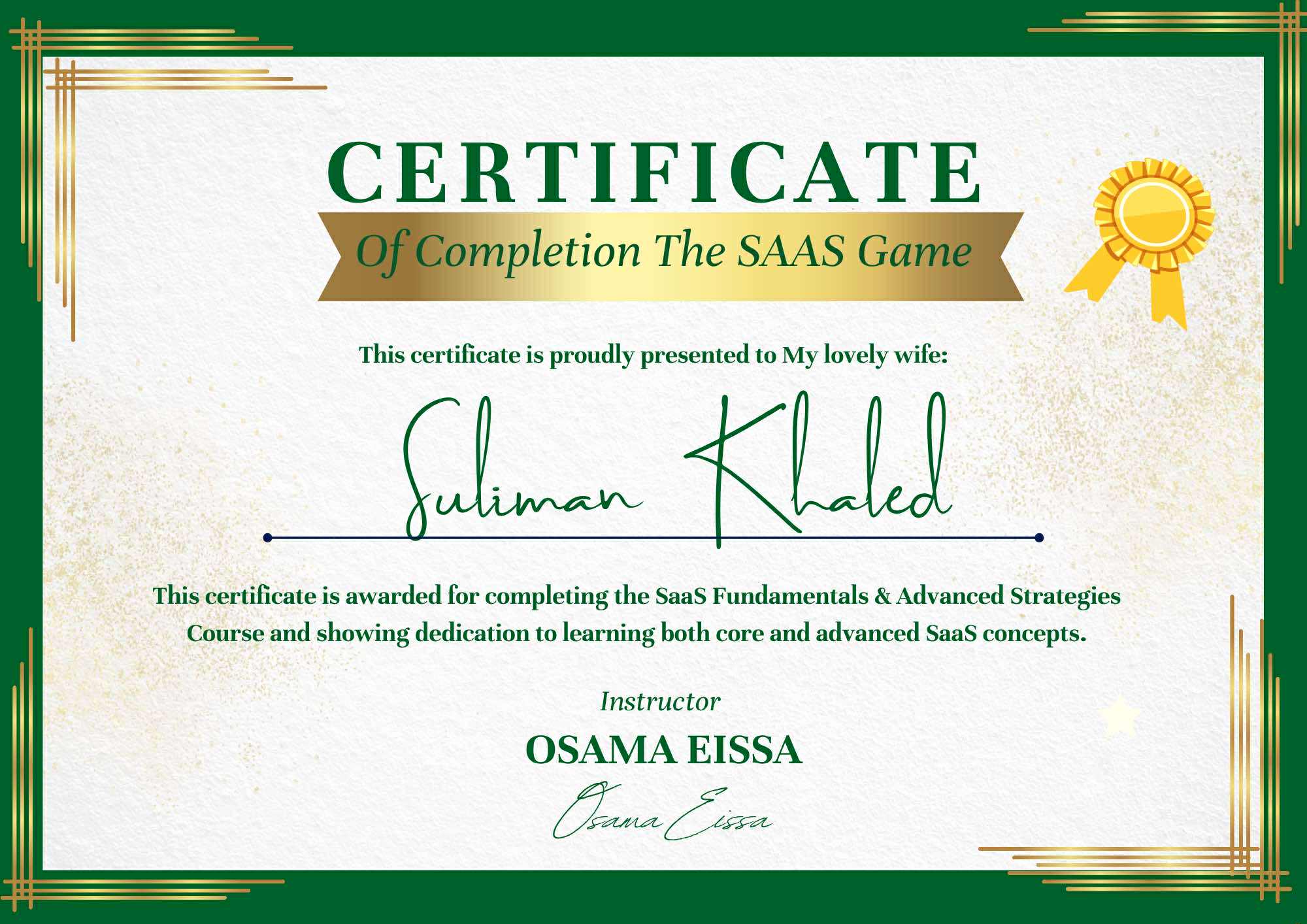 Certificate of Completion – The SaaS Game